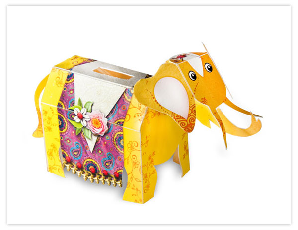 the elephant moneybox in paper